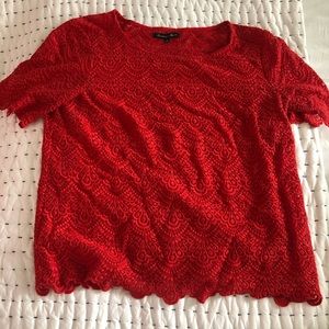 Red Scallop Lace Top bought from Madewell